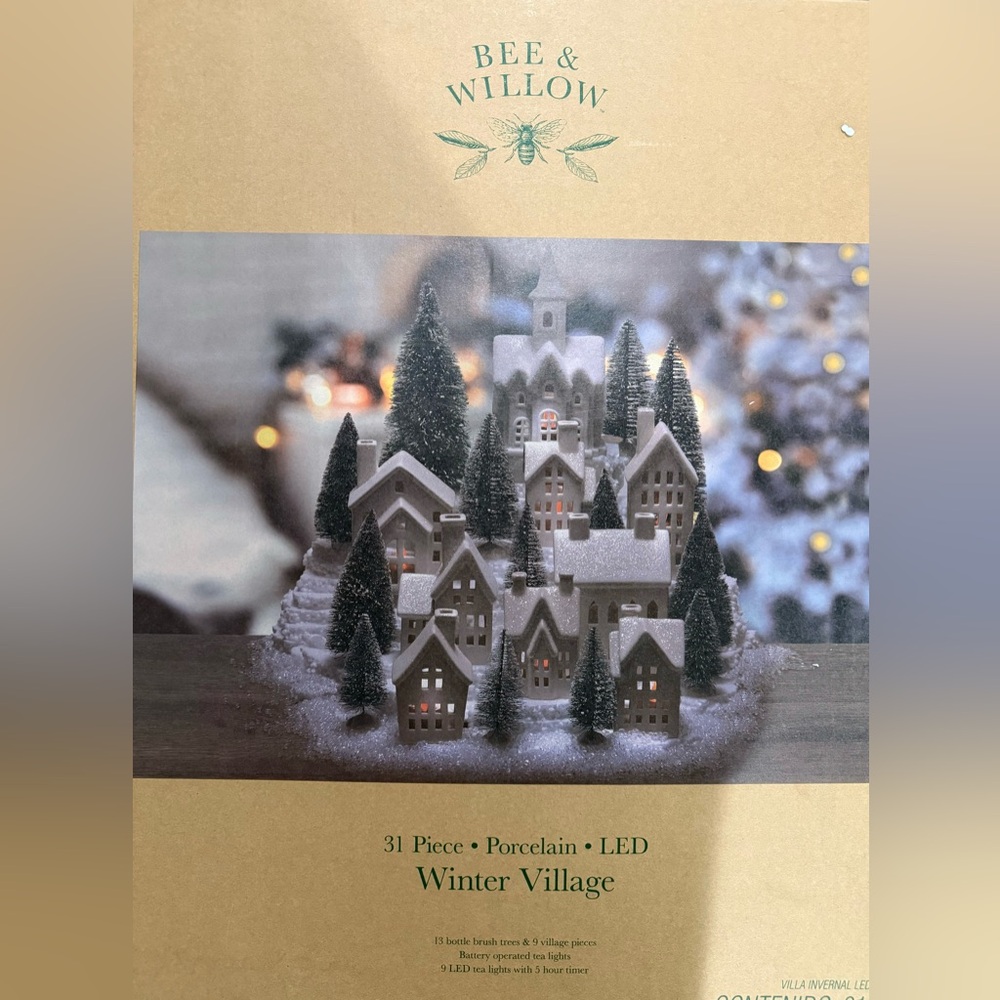 Bee & Willow Porcelain LED Winter Village Christmas Set-31 Pieces